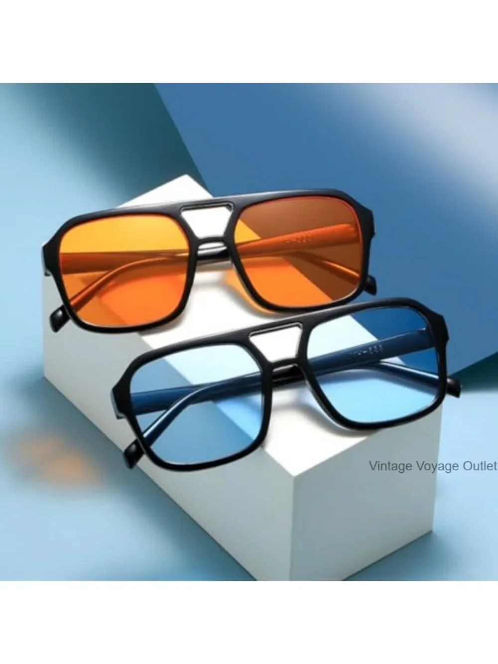 Retro 70s Square Aviator Sunglasses with UV400 Protection